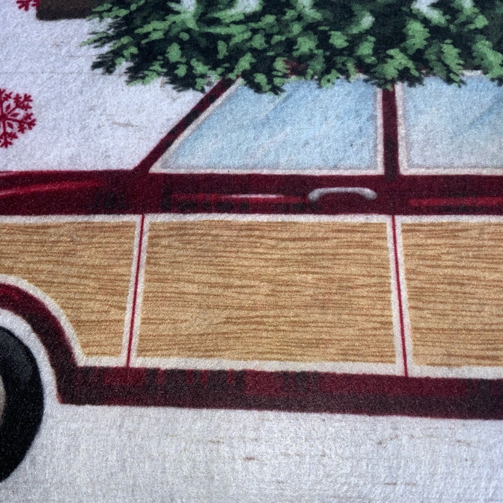 Peppermint & Pine Christmas ACCENT Rug 17.3” X 20.9” Vintage Station Wagon Tree - Picture 6 of 14